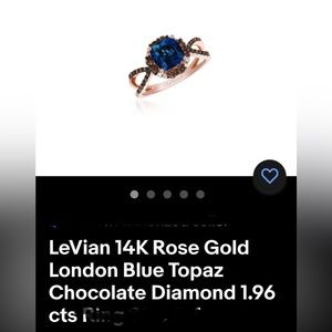 *USED LeVian  14k Rose Gold London Blue Topaz chocolate diamond size 9